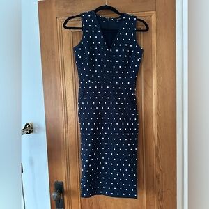 Banana Republic size 0 Navy Blue Polka Dot midi Dress